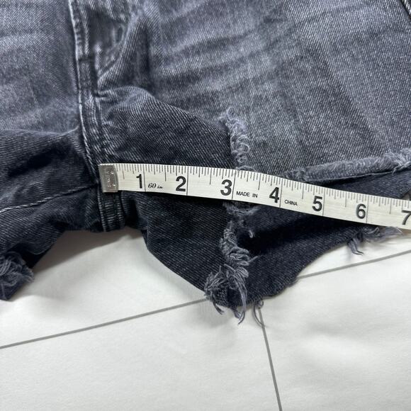 Abercrombie & Fitch Shorts Womens 25 Black Gray Mid Rise Boyfriend Denim Cut Off - Picture 9 of 10